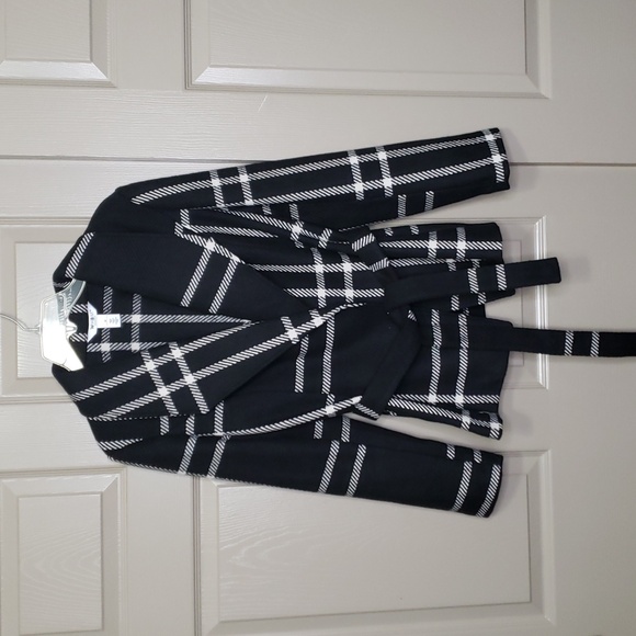 White House Black Market 2% Wool Blend Black White Tie Blazer Jacket Coat - Picture 5 of 7